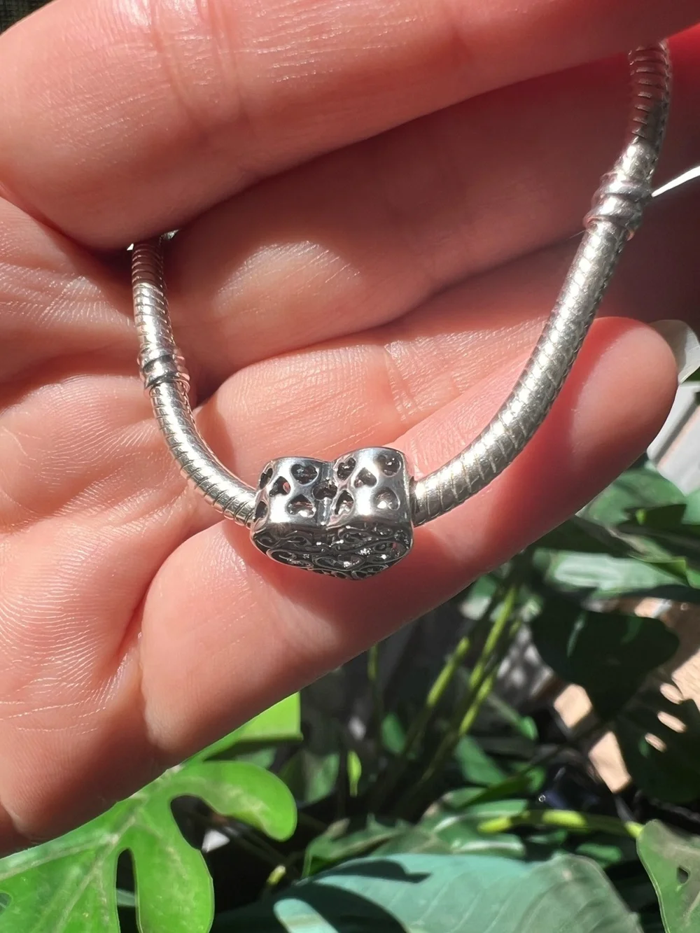 Heart Charm with Filigree Accents - S925